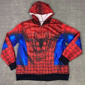 Spider-Man Hoodie Men's Large Marvel Comics Spiderman Full Zip